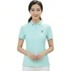 SUPPLEX 涼感快乾短袖Polo-淺綠 3 KOMIA品牌 Supplex 系列女款短袖 POLO 衫(蒂芬妮藍),左胸口有KOMIA 專屬商標LOGO 圖樣